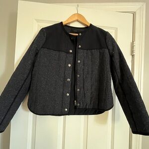 J.Crew Navy Herringbone Tweed Quilted Jacket